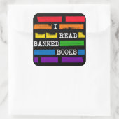 Ik lees verboden boeken Rainbow geredigeerd Vierkante Sticker (Tas)