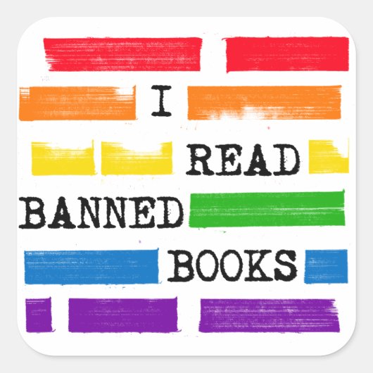 Ik lees verboden boeken Rainbow geredigeerd Vierkante Sticker (Voorkant)