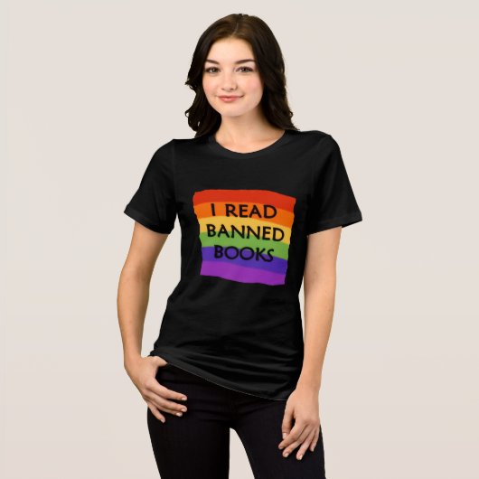 Ik lees verboden boeken Rainbow Tri-Blend Shirt (Voorkant volledig)