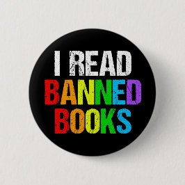 Ik lees verboden boeken regenboog ronde button 5,7 cm