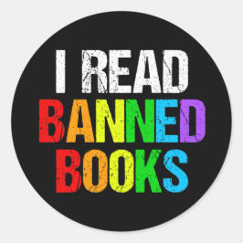 Ik lees verboden boeken regenboog ronde sticker