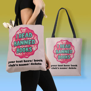 Ik lees verboden boeken Retro aangepaste tekst Tote Bag