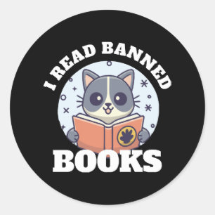 Ik lees verboden boeken ronde sticker