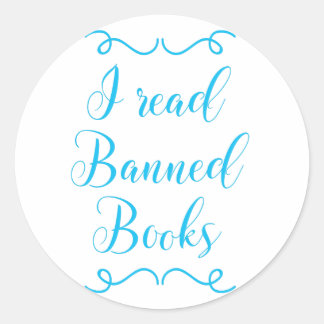 ik lees verboden boeken ronde sticker