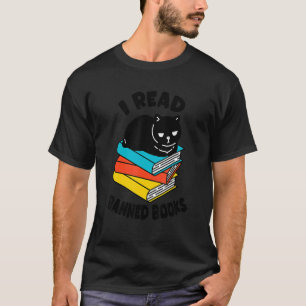 Ik lees verboden boeken Zwarte Kat Lezer Boekworm  T-shirt