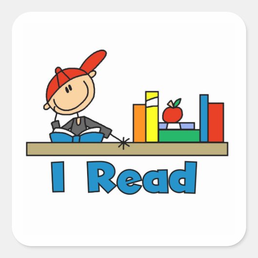 Ik Lees Vierkante Sticker (Voorkant)