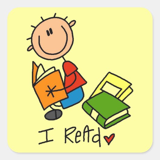 Ik Lees Vierkante Sticker (Voorkant)