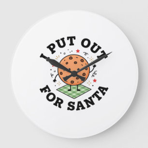 Ik Leg Een Santa Koekje Kerstmis Neer Grote Klok