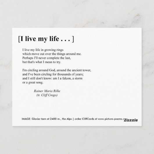 IK LEVEN MIJN LEVEN BRIEFKAART (Achterkant)