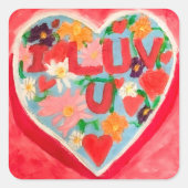 Ik Lief Je Vierkante Sticker (Voorkant)