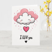 Ik Lief Jou Wolken Hart Kaart (Gele Bloem)