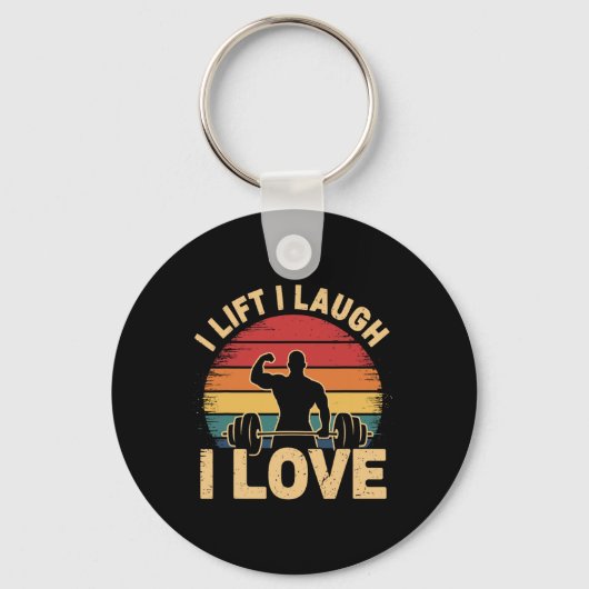 Ik lift ik lach ik hou van retro-spier gym Draag g Sleutelhanger (Voorkant)
