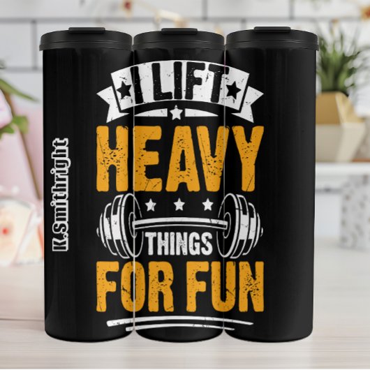 Ik lift zware dingen op voor plezier thermosbeker