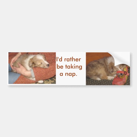 Ik lig liever te slapen bumpersticker (Voorkant)