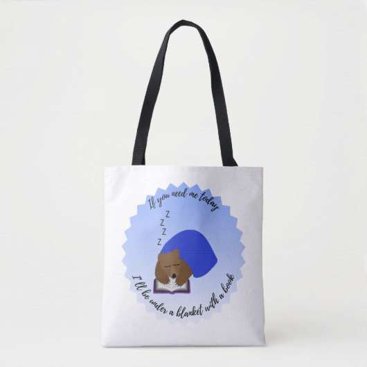 Ik lig onder een deken met een boek tote bag (Voorkant)