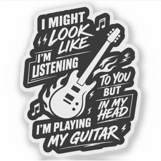 Ik Lijk Wel Te Luisteren Gitaar Sticker (Voorkant)
