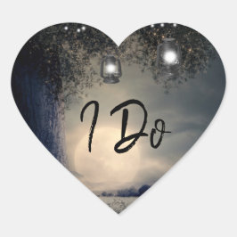 Ik Lit Lantaarns in Boom Moonlight Bruiloft Hart Sticker