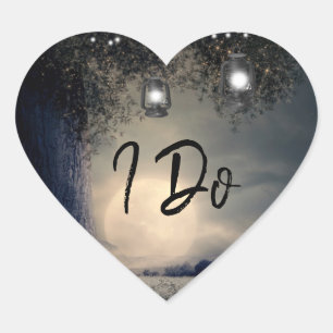 Ik Lit Lantaarns in Boom Moonlight Bruiloft Hart Sticker
