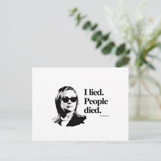 Ik loog en mensen stierven briefkaart (Staand voorkant)