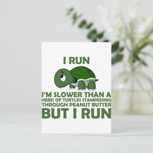 Ik loop. Ik ben langzamer dan een schildpad, maar  Briefkaart (Staand voorkant)