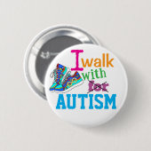 Ik Loop Met Autisme- Autisme Bewustzijn Knop Ronde Button 5,7 Cm (Voorkant /achterkant)