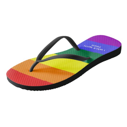 "Ik loop met trots" Rainbow Gay Pride Flag Teenslippers (Schuin)