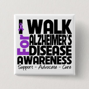 Ik loop naar Alzheimer's Disease Awareness Vierkante Button 5,1 Cm
