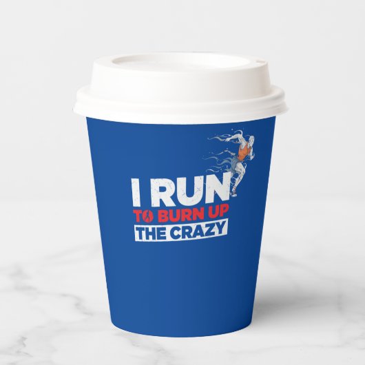 Ik loop om de waanzin weg te vegen papieren bekers (Voorkant)