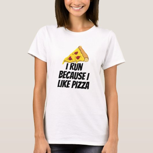 ik loop omdat ik pizza leuk vind t-shirt (Voorkant)
