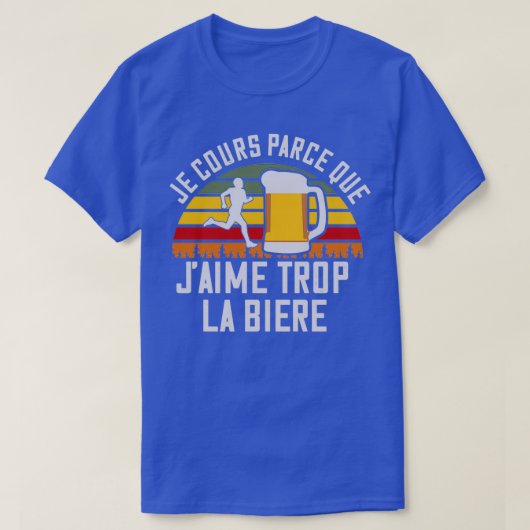 Ik loop omdat ik teveel van bier humor hou t-shirt (Design voorkant)