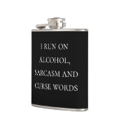 Ik loop op alcohol sarcasme en vloek woorden heupfles (Links)