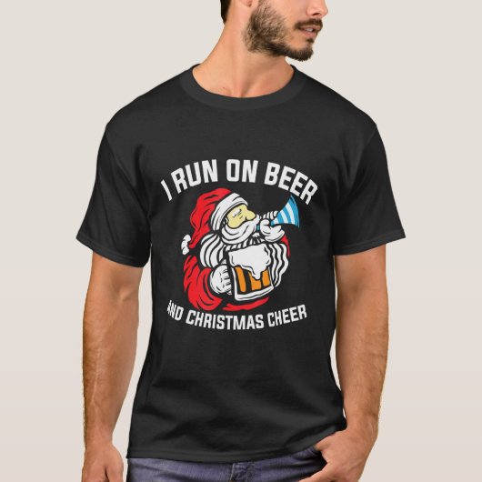 Ik loop op bier en kerstman. t-shirt (Voorkant)
