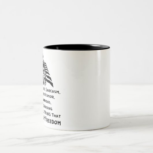 Ik loop op cafeïne, Sarcasm, ongeschikte Humor en Tweekleurige Koffiemok (Center)