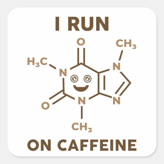 Ik loop op Caffeine Molecule Vierkante Sticker (Voorkant)