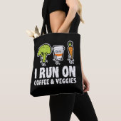Ik loop op Coffee Veggies Vegetarian Vegan Runner Tote Bag (Dichtbij)