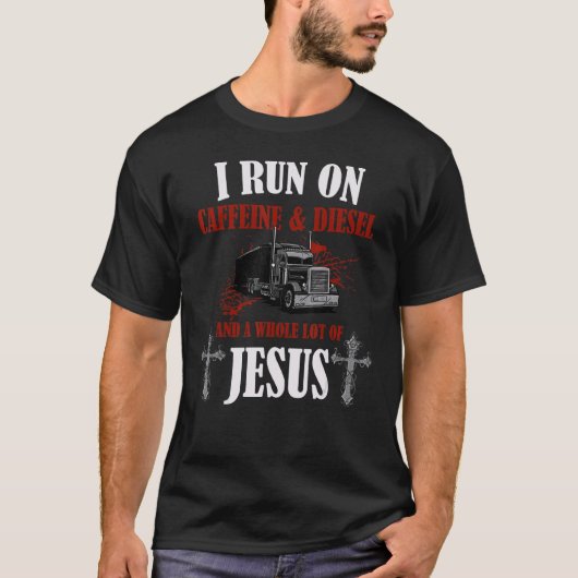 Ik loop op Diesel Caffeine en Jesus Christelijk Tr T-shirt (Voorkant)