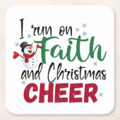 Ik loop op Faith en Kerstmis feestdag Kartonnen Onderzetters (Voorkant)