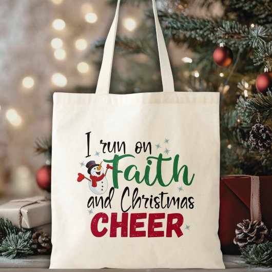 Ik loop op Faith en Kerstmis. Tote Bag