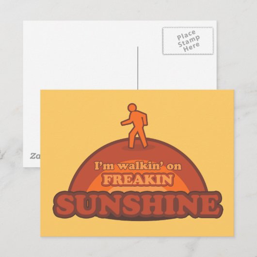 Ik loop op freakin zonneschijn Frickin Happy Briefkaart (Voorkant / Achterkant)