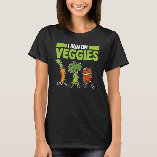 Ik loop op groenten Wortel Broccoli Vegan Voedsel T-shirt (Voorkant)