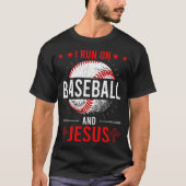 Ik loop op honkbal en Jezus Baseball Lover basebal T-shirt (Voorkant)