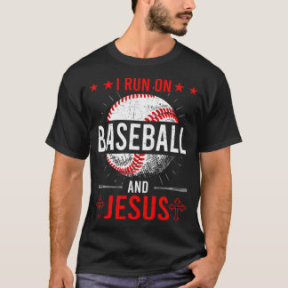 Ik loop op honkbal en Jezus Baseball Lover basebal T-shirt