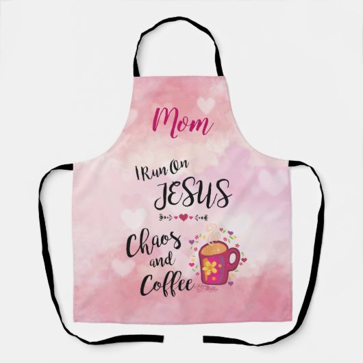 Ik loop op Jezus, Chaos en koffie Schort. Schort (Voorkant)