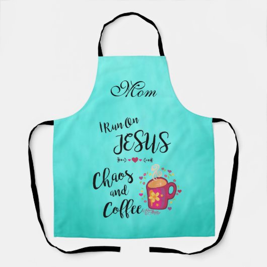 Ik loop op Jezus, Chaos en koffie Schort. Schort (Voorkant)