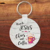 Ik loop op Jezus, Chaos en koffie Sleutelhanger (Voorkant)