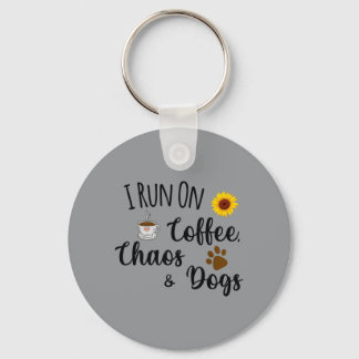Ik loop op koffie chaos en honden Grappige spreuk Sleutelhanger