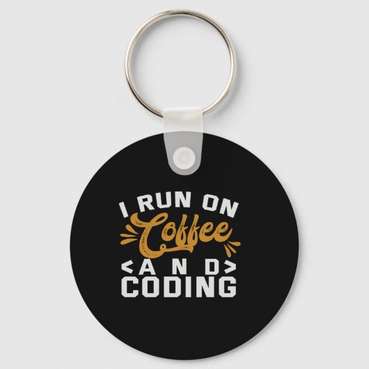 Ik loop op koffie en coderen Funny Programmer Leve Sleutelhanger (Voorkant)
