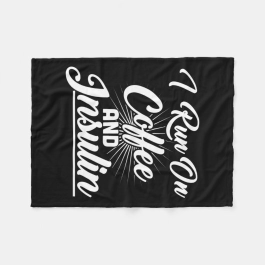 Ik loop op koffie en insuline diabetes. fleece deken (Voorkant (Horizontaal))