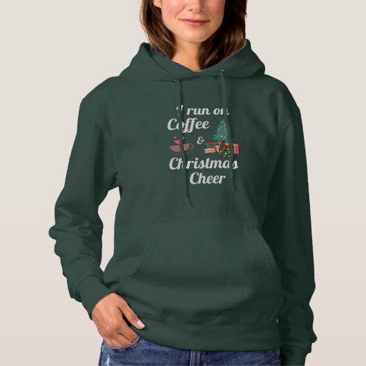Ik loop op koffie en kerst hoodie (Voorkant)