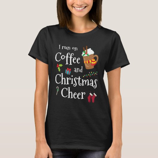 Ik loop op koffie en kerst. t-shirt (Voorkant)